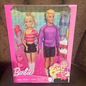 Barbie and Ken Roller Skating Set with Pink and Purple Outfits